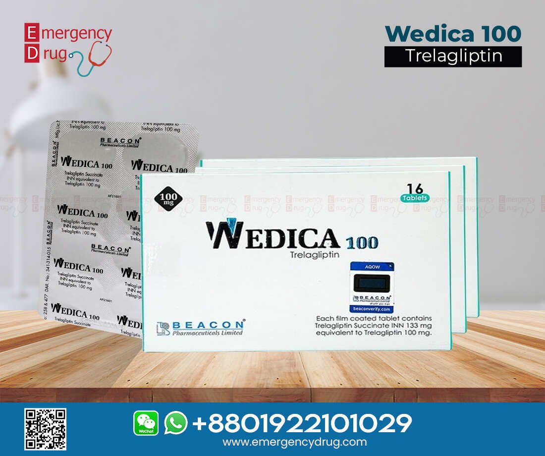 Trelagliptin (Wedica) 100 is indicated for type 2 diabetes mellitus