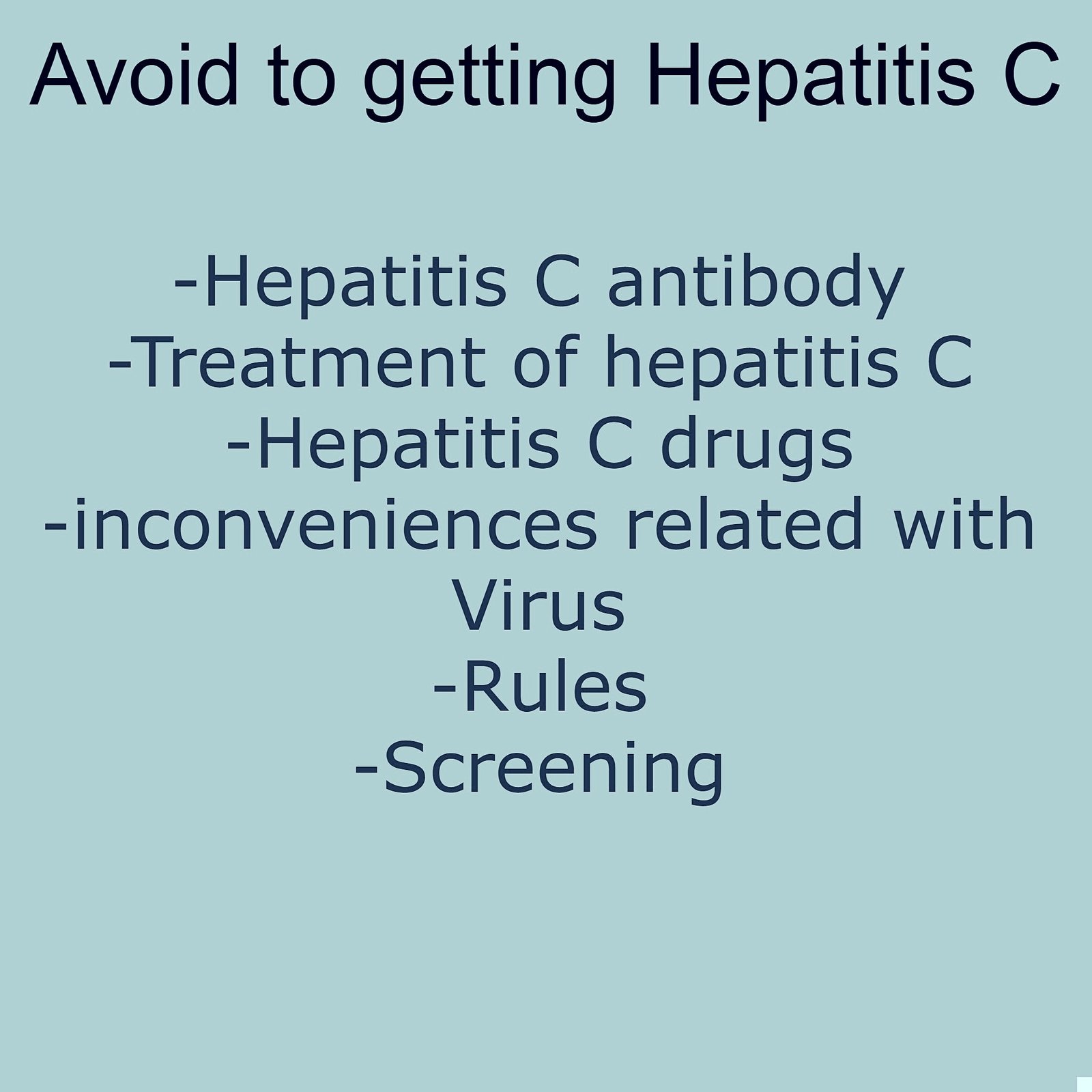 Avoid to getting Hepatitis C