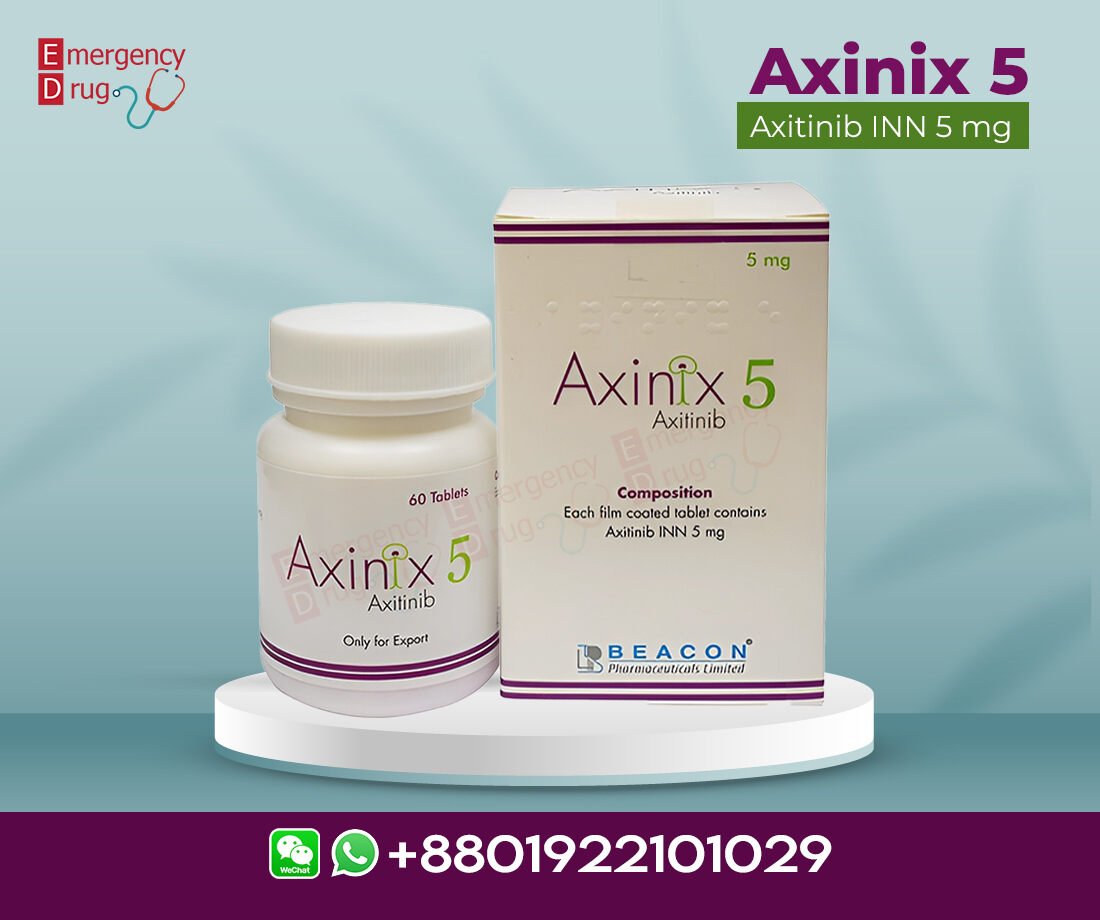 Axitinib 5 mg (Axinix) is indicated for the treatment of advanced Renal Cell Carcinoma