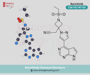 Baricitinib chemical structure (C16 H17 N7 O2)