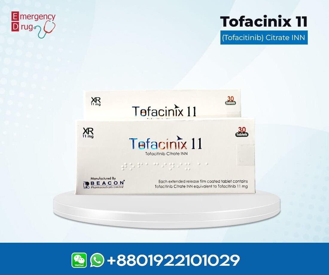 Tofacinix 11 MG (Tofacitinib) - 30 Tablets 1 Tofacinix 11 mg (Tofacitinib) indicate for rheumatoid arthritis.