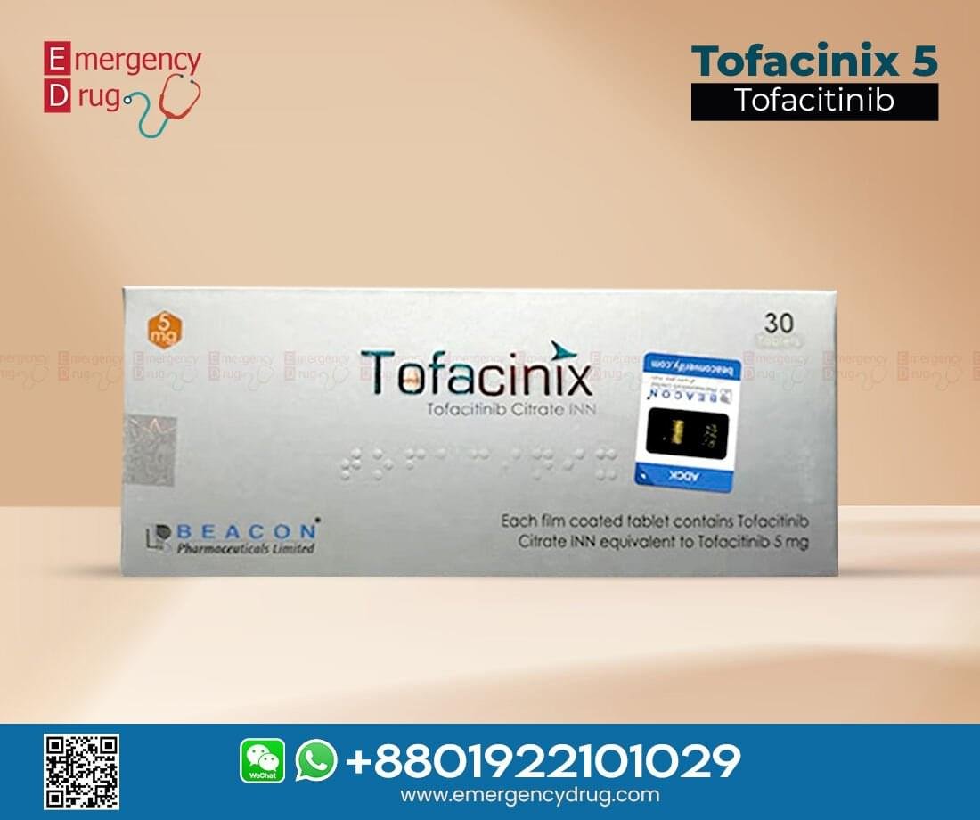 Tofacinix 5 MG (Tofacitinib) - 30 Tablets 1 Tofacinix 5mg (Tofacitinib) used for rheumatoid arthritis.