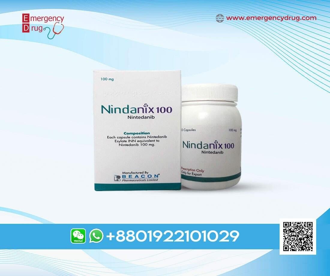 Nindanix (Nintedanib) 100 MG - 60 Capsules 1 Nintedanib 100 mg is used to certain types of advanced non-small cell lung cancer